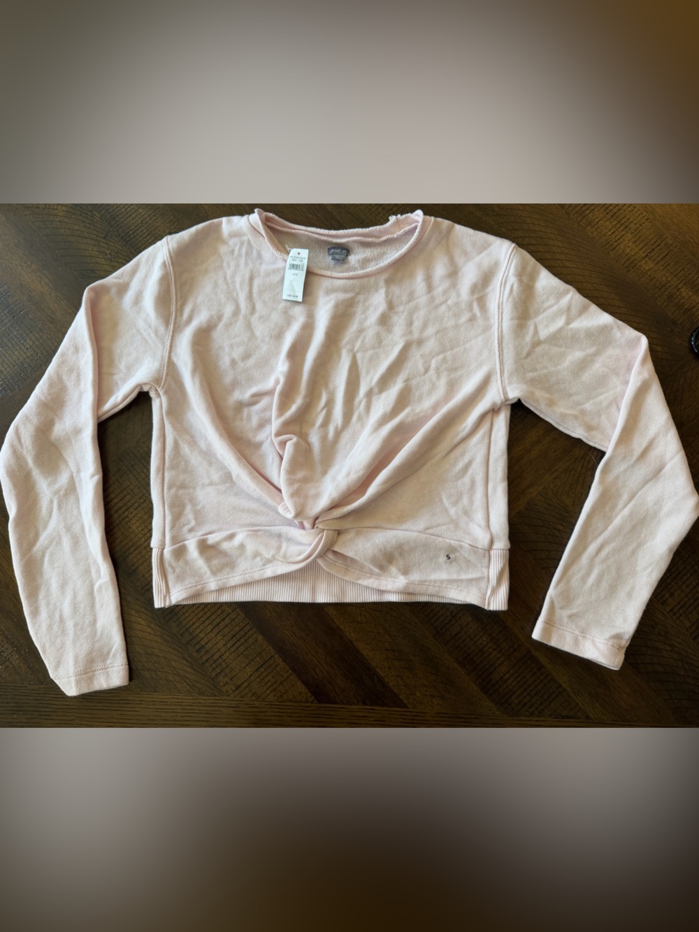 aerie Light Pink Tie-Front Sweatshirt